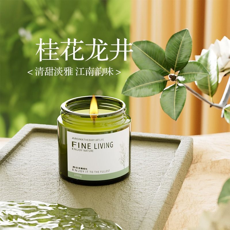 桂花香薰蜡烛室内家用卧室持久茶香小众高级助眠女生房间熏香留香