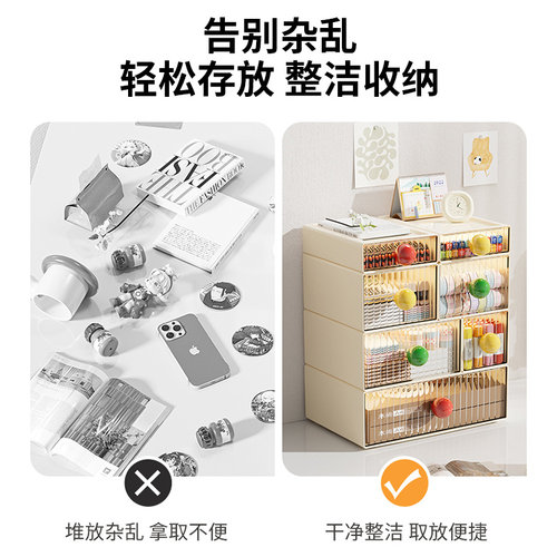 桌面收纳盒抽屉式学生书桌书本整理盒文具亚克力多层办公桌置物架 - 图0
