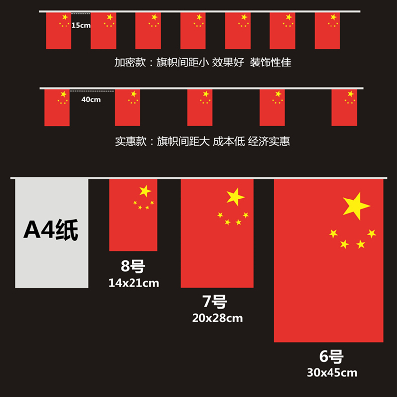 国旗串旗小红旗中国小国旗装饰7号8号吊旗挂饰吊饰国旗五星红旗国旗国庆装饰党旗彩旗小国旗小红旗串旗装饰 - 图1