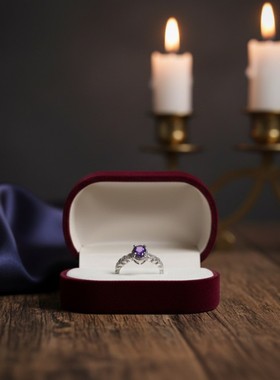 天然紫水晶戒指女轻奢小众设计