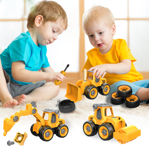 DIY可拆装工程车玩具套装男孩螺丝组装儿童益智拆卸仿真滑行模型