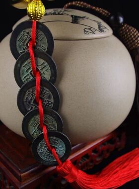 铜葫芦五帝钱化解门对门纯铜葫芦真品铜钱挂件入户门卧室厨房厕所