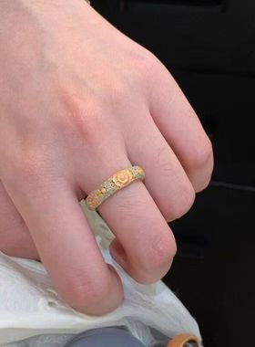 「梨昙司」国风新中式珐琅金色戒指重工轻奢戒指精致配饰2025新款