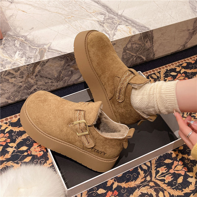 加绒豆豆勃肯鞋女厚底保暖毛毛雪地靴2025新款冬季鞋子东北大棉鞋,淘宝优惠券,粉丝福利购,淘宝优惠卷