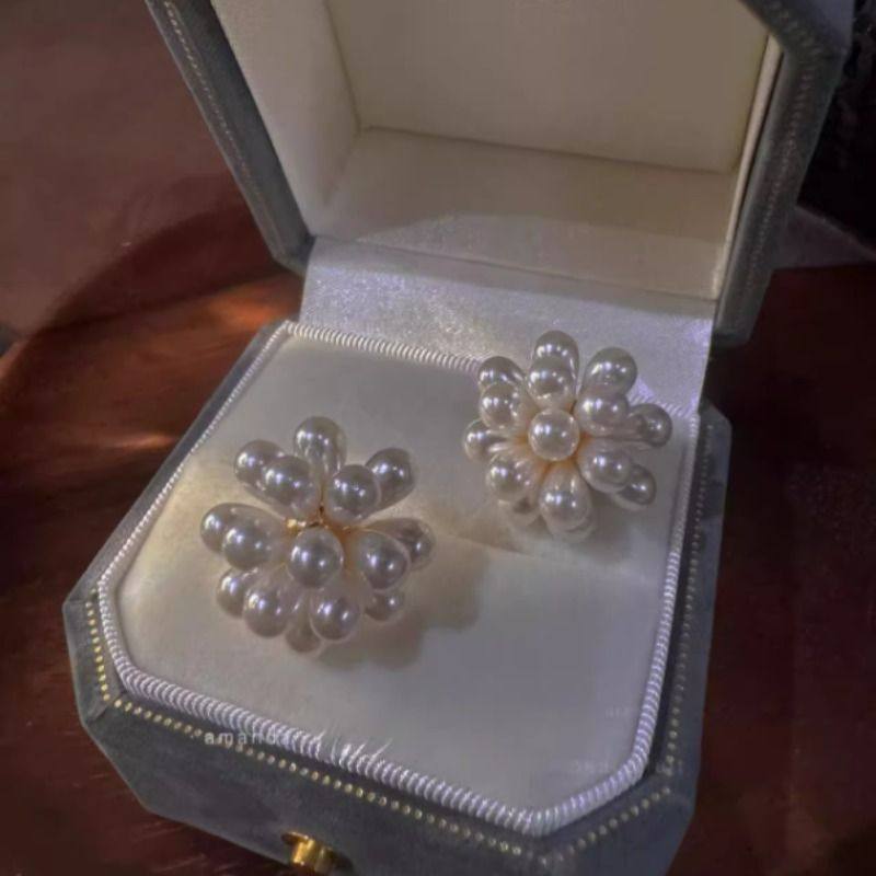 法式复古耳钉女简约高级名媛百搭仿珍珠气质耳环925银针花球耳饰,淘宝优惠券,粉丝福利购,淘宝优惠卷