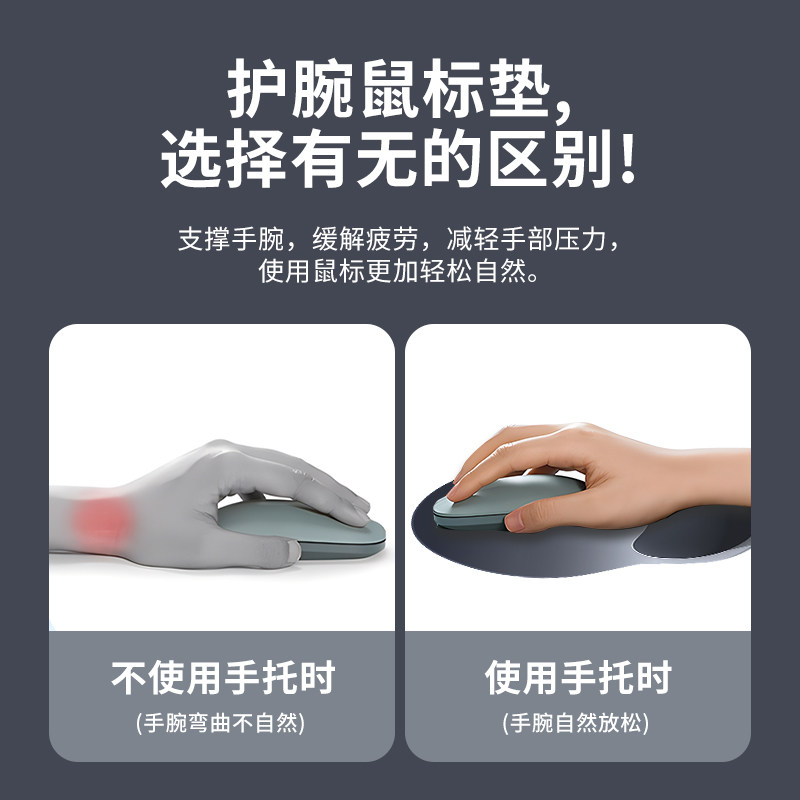 护腕鼠标垫手腕垫加厚防滑记忆棉纯色立体办公舒适电竞游戏3D鼠标