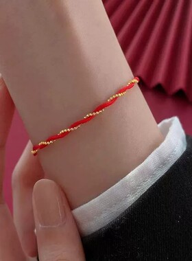 不掉色钛钢红绳女气质个性棉绳子中国风脚饰品