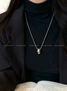 极简风水滴吊坠项链女秋冬长款卫衣毛衣链休闲百搭轻奢气质配饰品