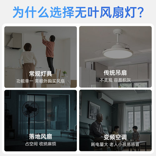 长城客厅风扇灯灯2026新款无叶现代简约风扇主灯吸顶灯全屋卧室 - 图0