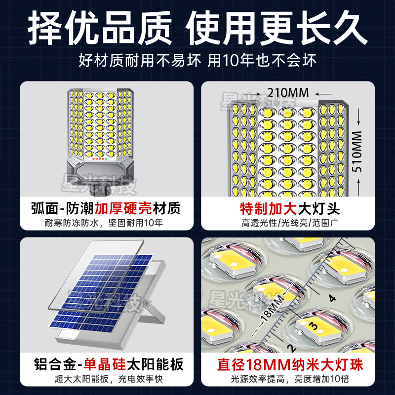 太阳能路灯家用用户庭院灯led户外大功率防水农村照明灯新款 - 图1