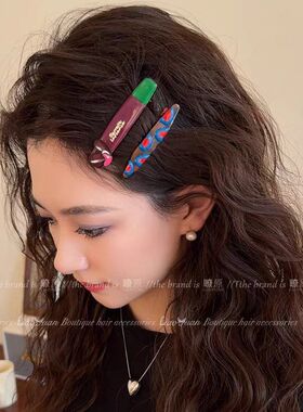 2个韩国撞色鸭嘴夹可爱刘海发夹女2025新款高端网红侧边夹子头饰