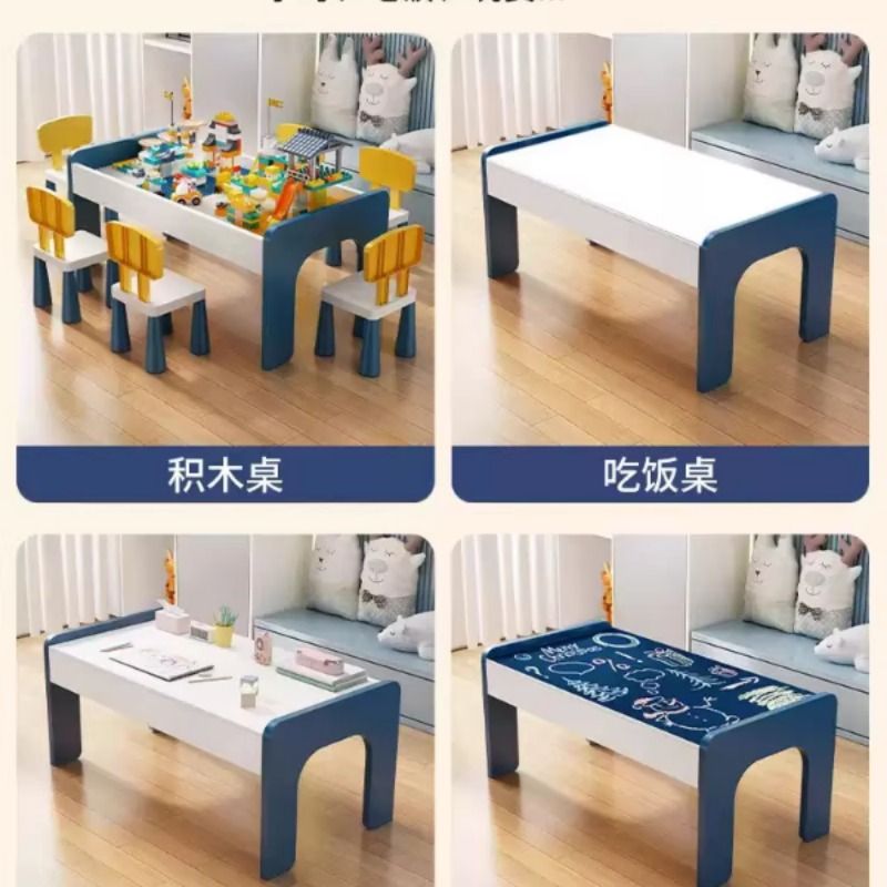 儿童积木桌子大颗粒男女孩宝宝益智拼装多功能玩具台早教沙盘拼插 - 图3