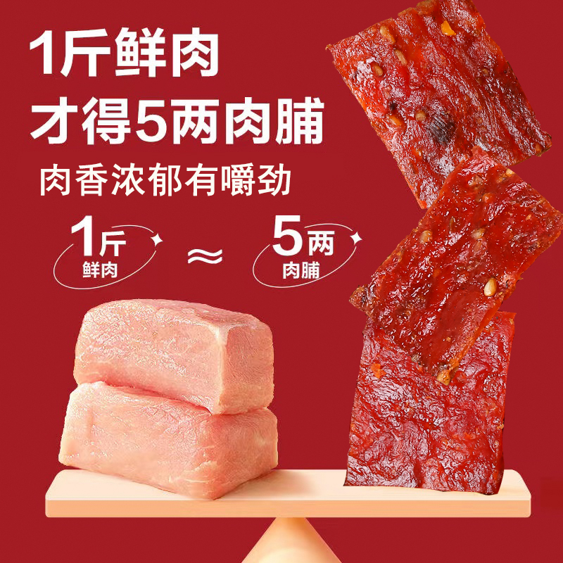 一品兔果木炭烤猪肉脯多口味手撕休闲解馋零食辣味哈尼甜心香辣-图1