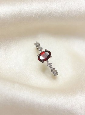 天然石榴石戒指女气质简约精致