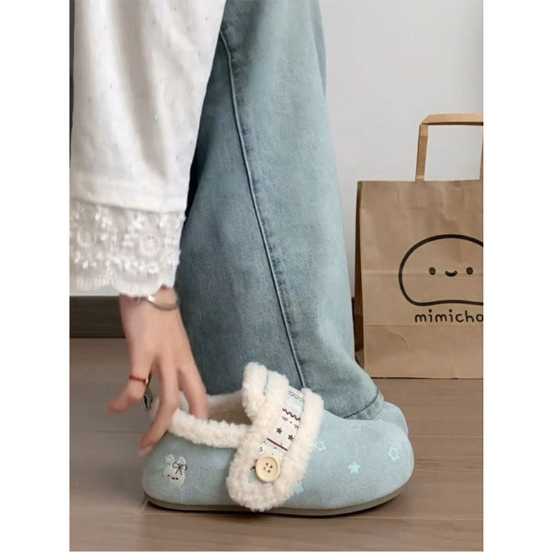 加绒保暖勃肯鞋女2025冬季新款复古魔术贴防滑毛毛鞋厚底雪地棉靴,淘宝优惠券,粉丝福利购,淘宝优惠卷