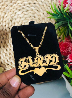 跨境爆款diy不锈钢英文名字项链 私人刻字姓名字母吊坠男士毛衣链