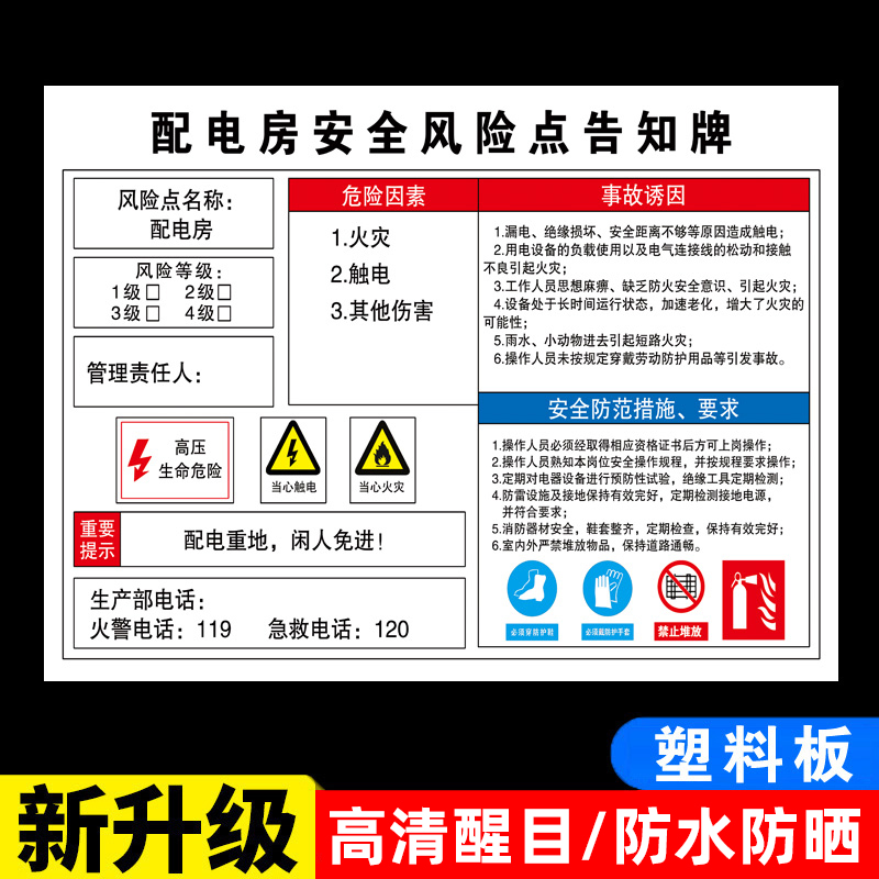 配电房安全标识牌配电箱配电室警示牌风险点告知牌岗位告知卡危险源警告标志车间仓库提示禁止 - 图0