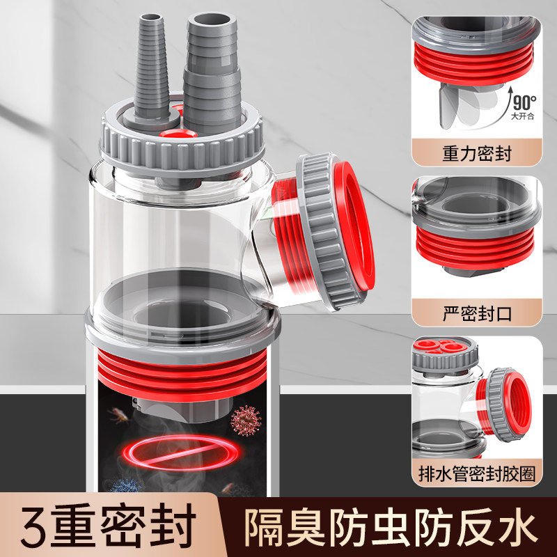 厨房下水管三头通集成下水器分流洗菜盆排水管道防返臭神器二合一,淘宝优惠券,粉丝福利购,淘宝优惠卷