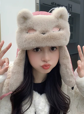 狐耳雷锋帽女冬季防寒护耳帽