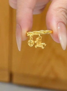 2026新款生肖开口戒指环女时尚百搭马上有钱招财戒指轻奢镀金