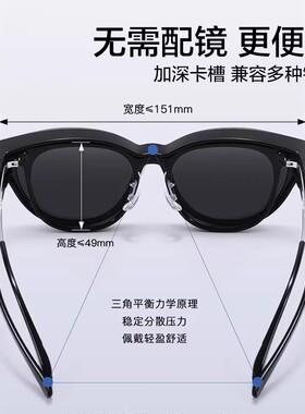 猫眼墨镜可套近视镜偏光太阳眼镜