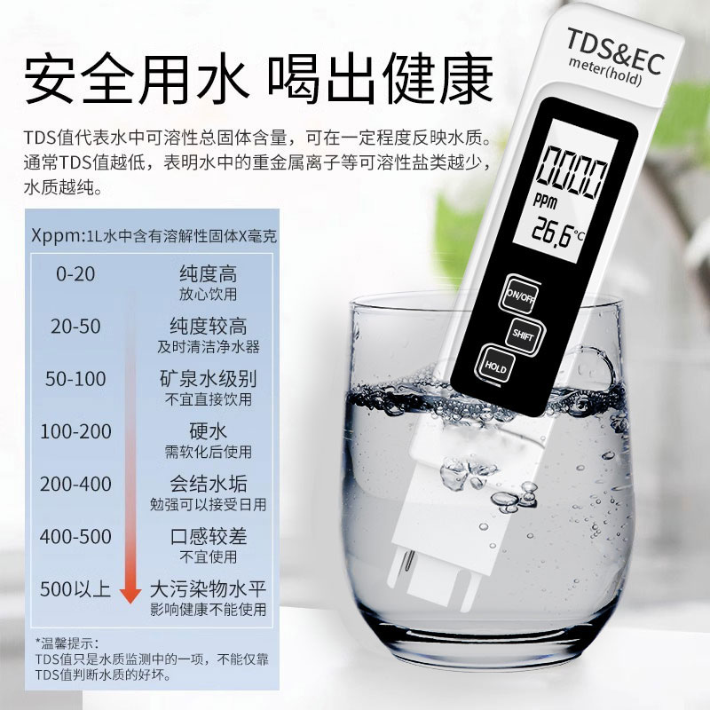 tds水质检测笔饮用水高精度家用净水器自来水测水质仪器多功能