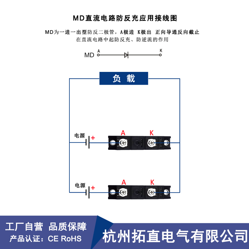 MD55A防反二极管25A 100A160A 200A 250A300A500A1600V直流防反充-图0