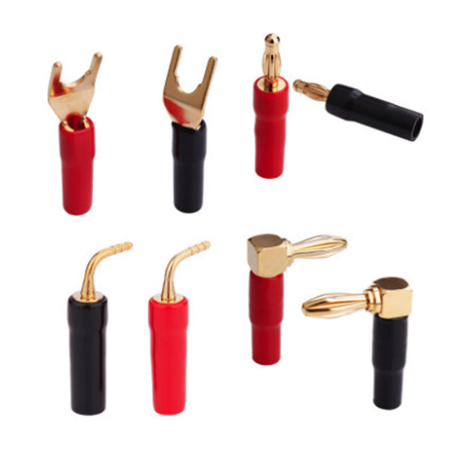 Banana head pure copper amplifier speaker cable welding-free audio cable connection plug Y pin plug U-shaped 4MM lantern head
