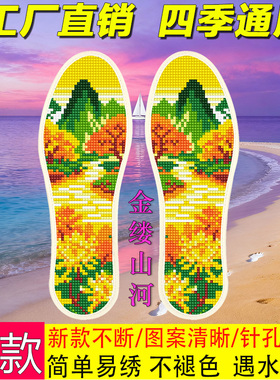 新款十字绣鞋垫针孔印花男女通用手工绣花满绣吸汗防臭