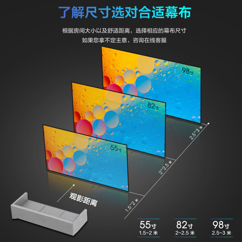 奥普达硬幕菲涅尔画框幕布投影仪家用幕布超高清超窄边抗光家庭影院100寸抗光硬屏中长焦短焦壁挂3D4K投影屏
