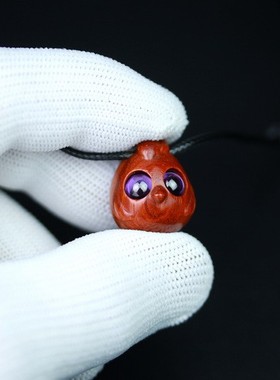 小叶紫檀吊坠可爱木雕项链挂件