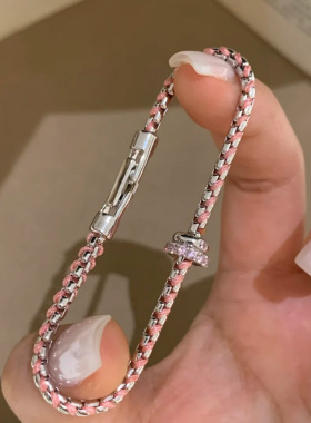 轻奢小众设计重工闪钻跑环手环蓝色葡萄藤圈圈手链女手饰精巧百搭