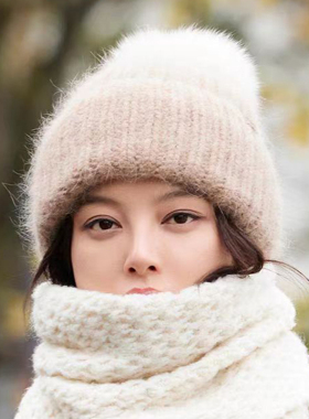 冰岛狐狸毛球针织冷帽花儿与少年辛芷蕾同款毛线帽女秋冬保暖冷帽