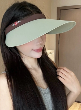 红色空顶帽女户外运动骑车防晒帽