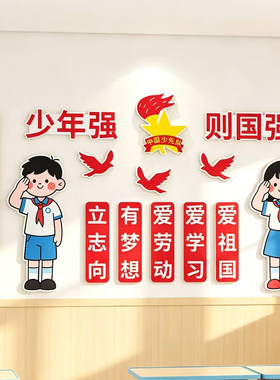 中队角布置墙贴少先队员教室氛围装饰红色爱国主题墙班级文化建设