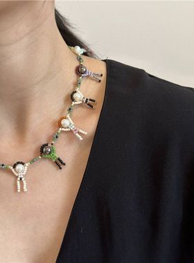 ins同款小人项链花朵简约款