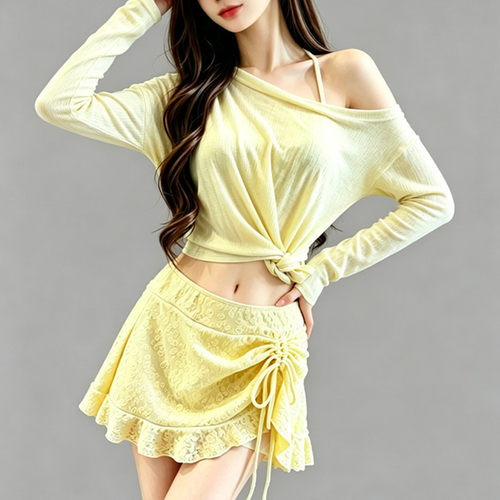 bikini比基尼分体长袖游泳衣女四件套罩衫防晒温泉度假大码泳装新 - 图2