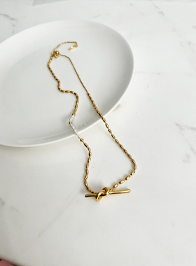 littlejoys打结扣珍珠项链女