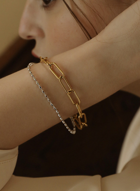 双层链条手链女叠戴in