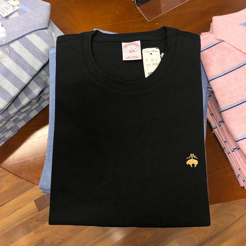 美国BrooksBrothers布克兄弟纯色休闲圆领纯棉短袖经典T恤打底衫 - 图0