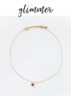 铜镀金珐琅彩草莓吊坠法式项链