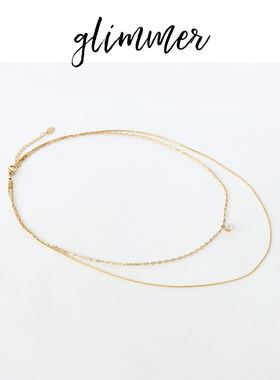 钛钢水钻吊坠法式通勤双层项链女