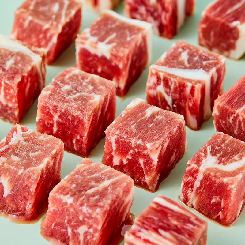 圣农旗舰店圣农四方牛肉粒新鲜微腌调理生鲜牛肉块家庭烤肉红烧火锅食材1斤0
