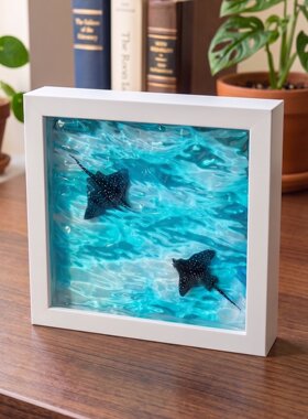 掌心海立体树脂海浪桌面摆件挂画