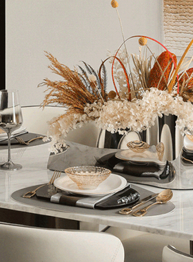 雅龙西餐盘套装样板房餐具摆台餐桌摆件轻奢软装样板间碗盘子装饰