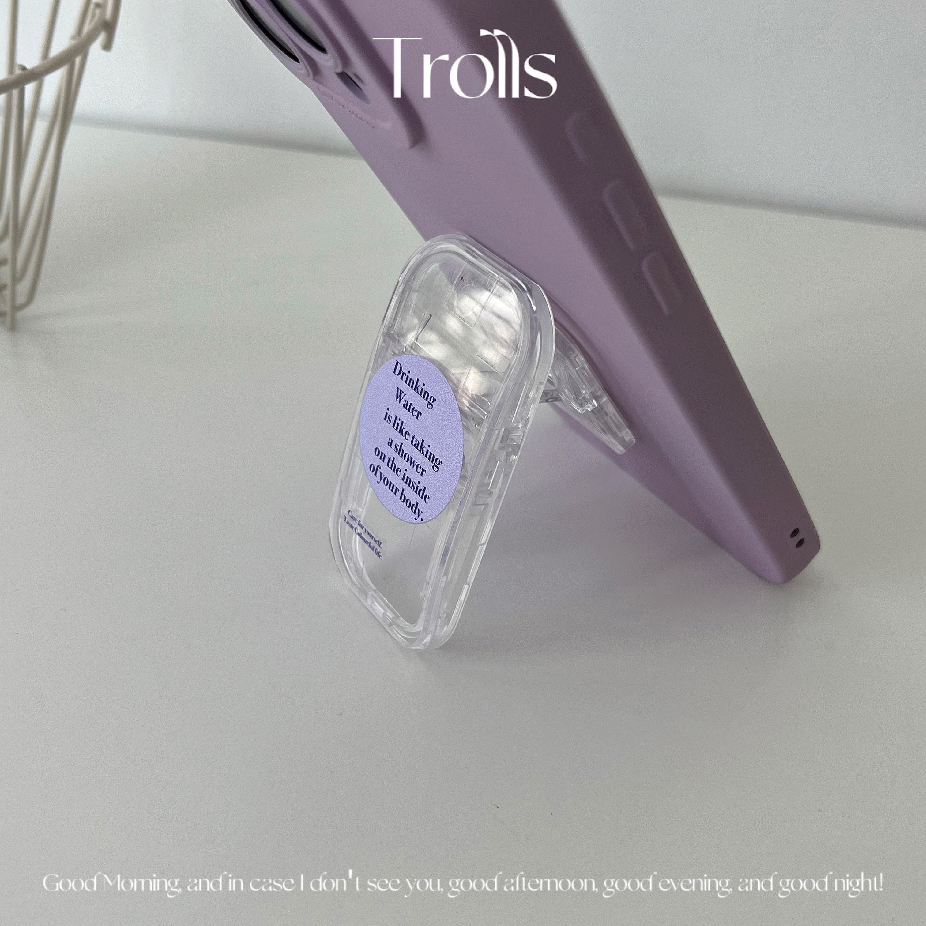 Trolls【香芋奶紫】清新春夏小众ins风紫色推拉支架手机壳适用iPhone15华为mate60pro全包软壳荣耀100红米k70 - 图2