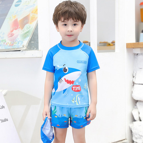 儿童泳衣男童泳裤中大童夏季分体游泳衣小宝宝速干温泉游泳套装备 - 图2
