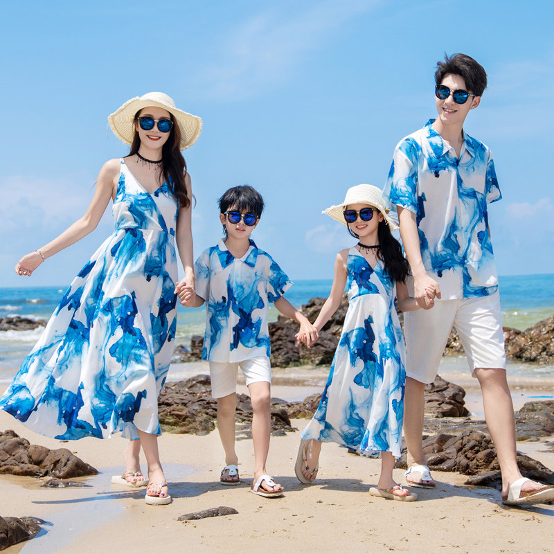 海边度假亲子装一家三口母女装露背连衣裙衬衫沙滩裙三亚旅游出游,淘宝优惠券,粉丝福利购,淘宝优惠卷