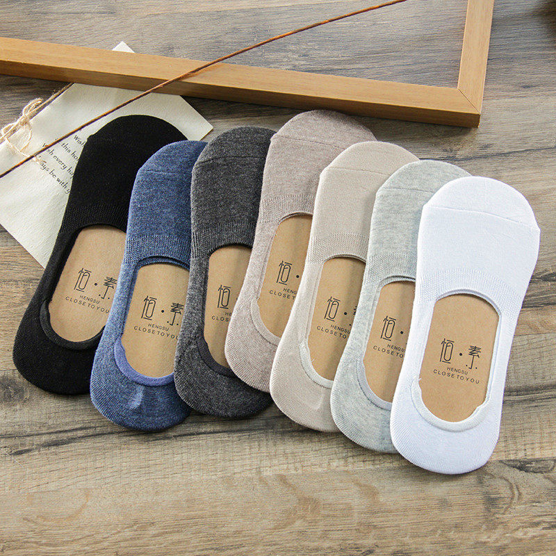 男士浅口夏季纯色底隐形低帮筒船袜 恒素内衣短袜/打底袜/丝袜/美腿袜