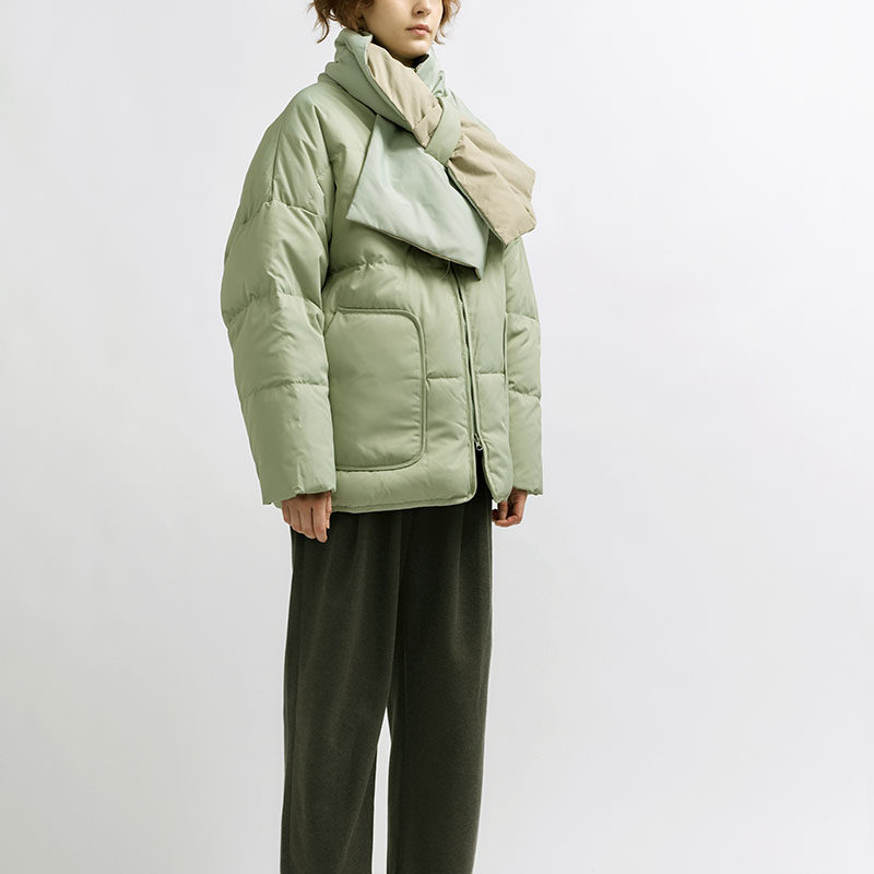 howl牛油果绿短款宽松围巾领羽绒服 HOWLSTUDIO服饰羽绒服